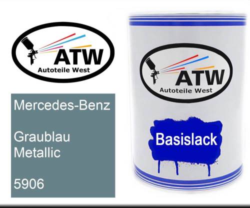 Mercedes-Benz, Graublau Metallic, 5906: 500ml Lackdose, von ATW Autoteile West.